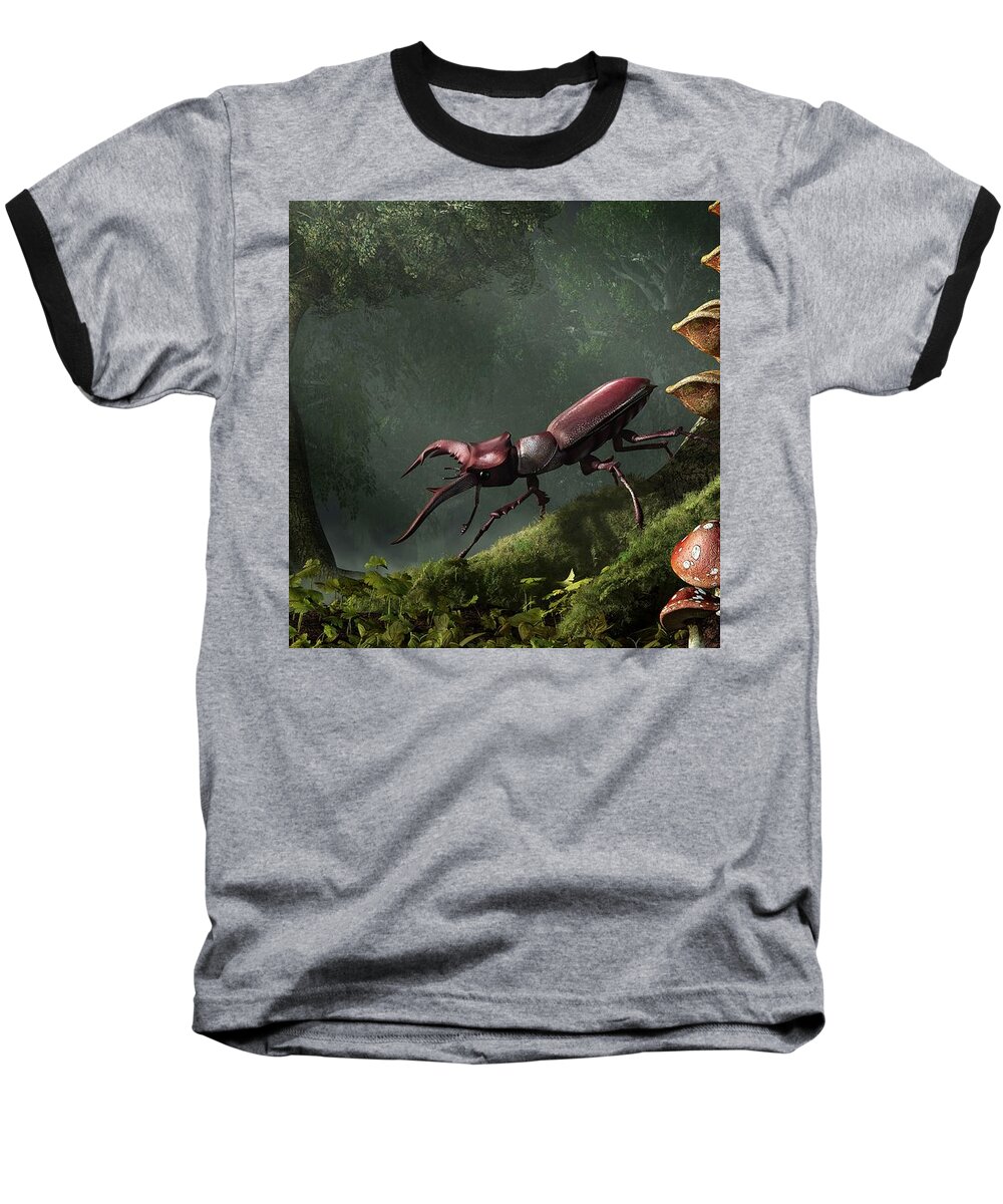 Stag Beetle Baseball T-Shirt featuring the digital art Stag Beetle by Daniel Eskridge
