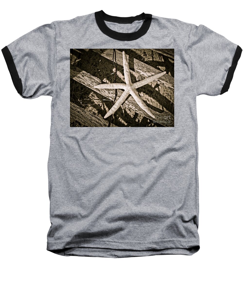 Starfish Baseball T-Shirt featuring the photograph Starring Me in Sepia by Colleen Kammerer