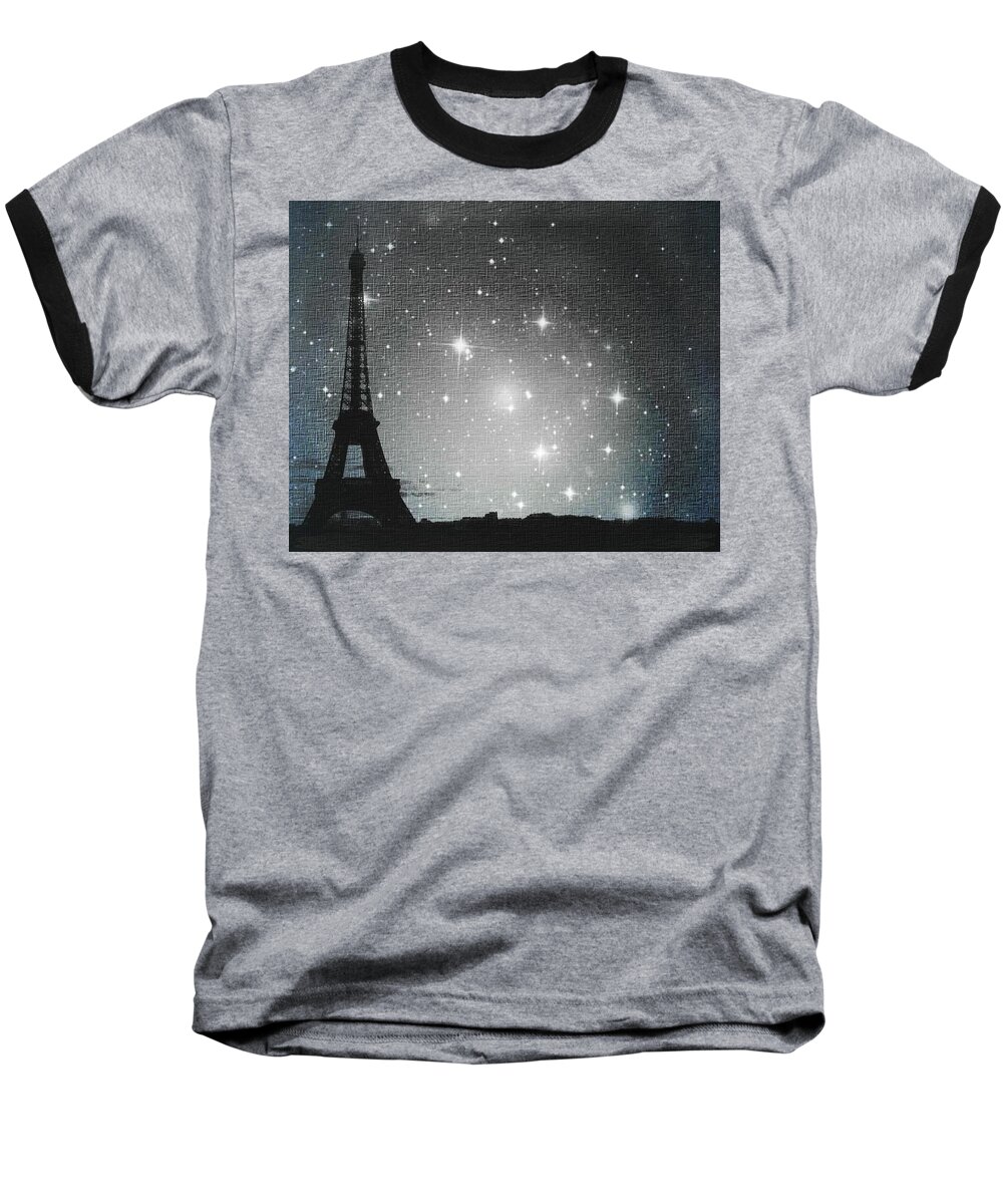 Paris Baseball T-Shirt featuring the photograph Starry Night in Paris - Eiffel Tower Photography by Marianna Mills