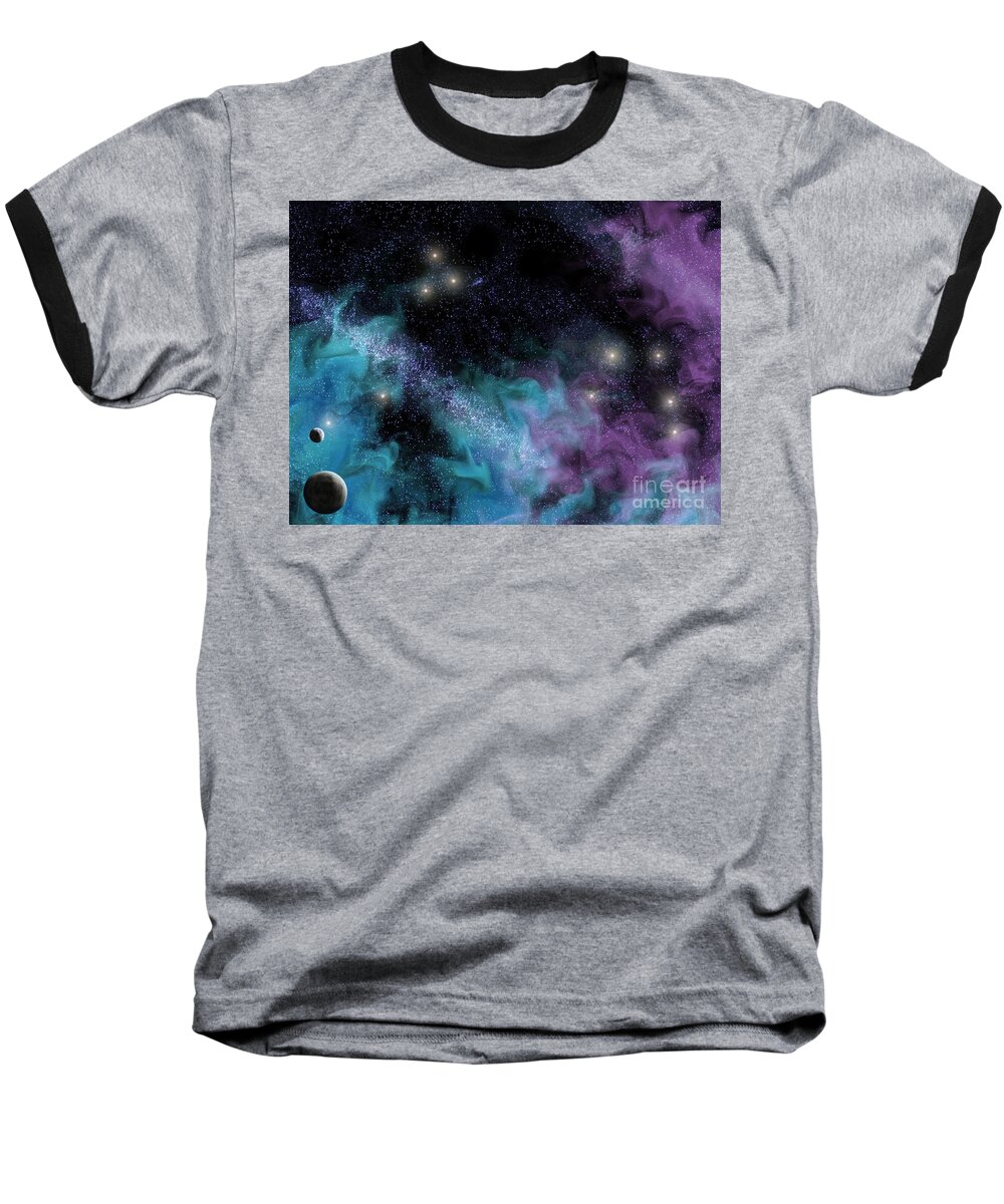 Nebula Baseball T-Shirt featuring the digital art Starscape Nebula by Antony McAulay