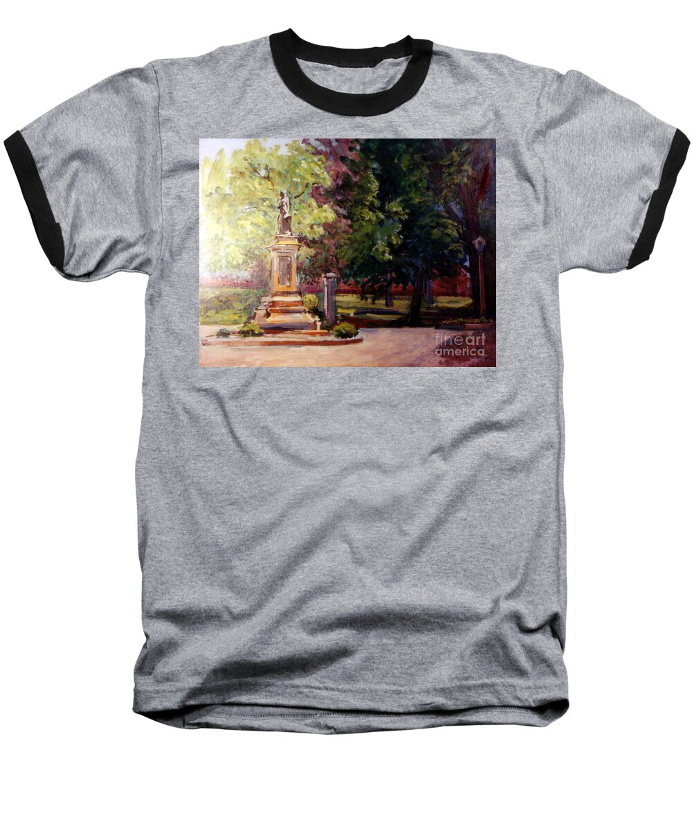 Statue Baseball T-Shirt featuring the painting Statue In Landscape by Stan Esson