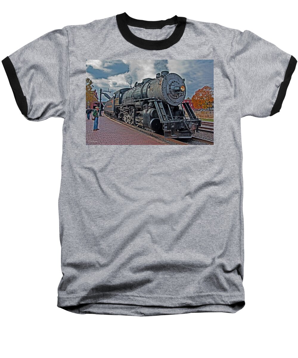 Cumberland Baseball T-Shirt featuring the photograph Steam Engine 734 by Suzanne Stout