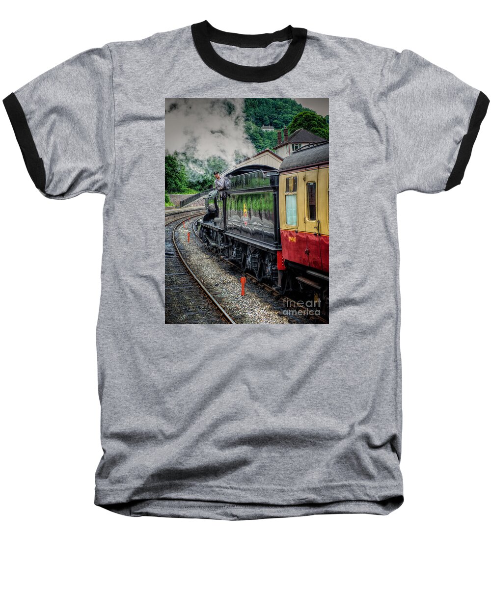 Steam Locomotive Baseball T-Shirt featuring the photograph Steam Train 3802 by Adrian Evans