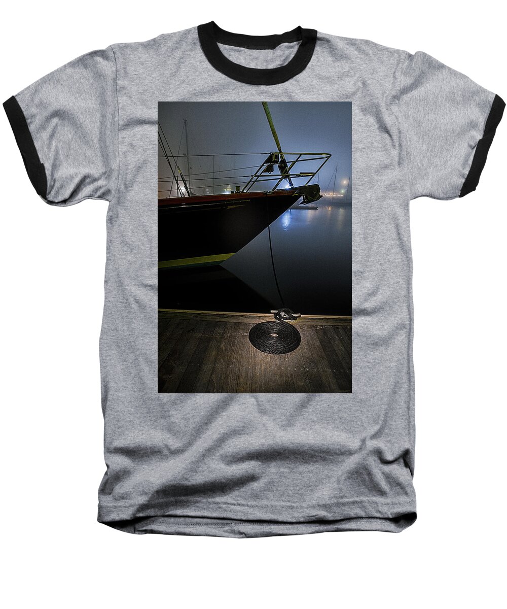 Sailboat Baseball T-Shirt featuring the photograph Still in the Fog by Marty Saccone