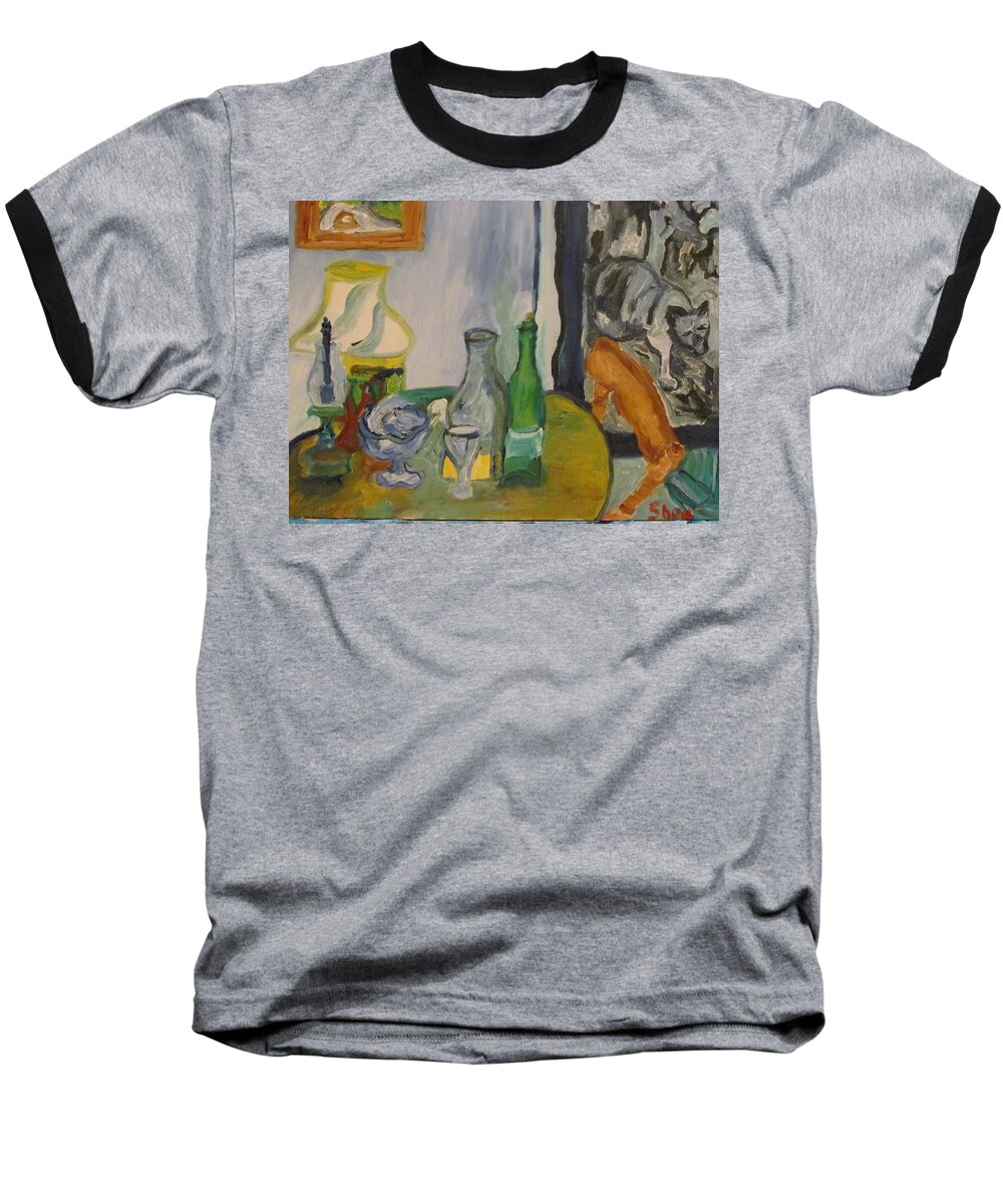 Bear Baseball T-Shirt featuring the painting Still Life with Lamps by Shea Holliman