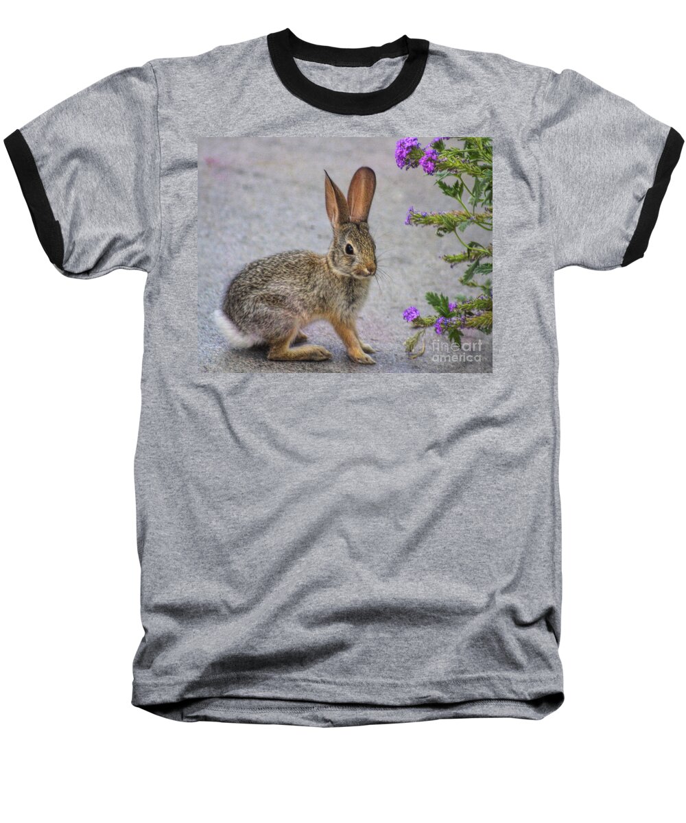 Bunny Baseball T-Shirt featuring the photograph Stop and smell the flowers by Tammy Espino