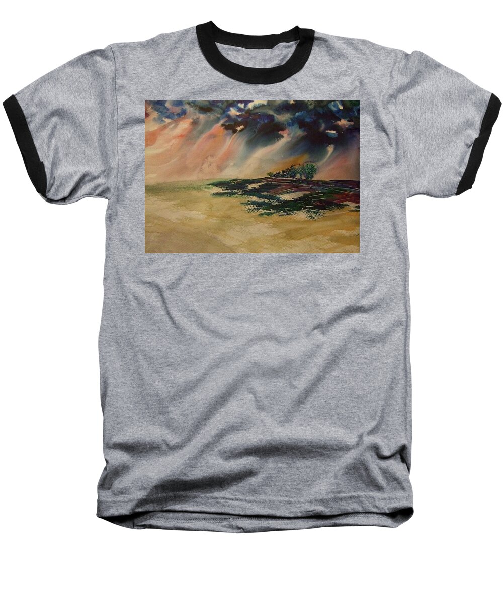 Ksg Baseball T-Shirt featuring the painting Storm in the Heartland by Kim Shuckhart Gunns