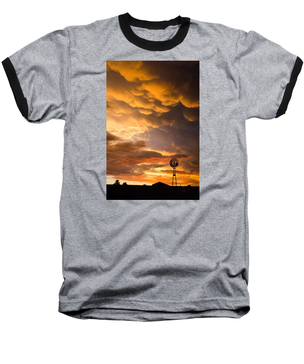 Dakota Baseball T-Shirt featuring the photograph Stormy Sunrise by Greni Graph