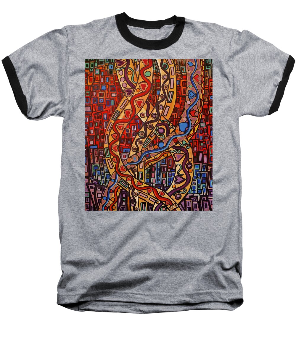 Abstract Baseball T-Shirt featuring the painting Story Lines by Barbara St Jean
