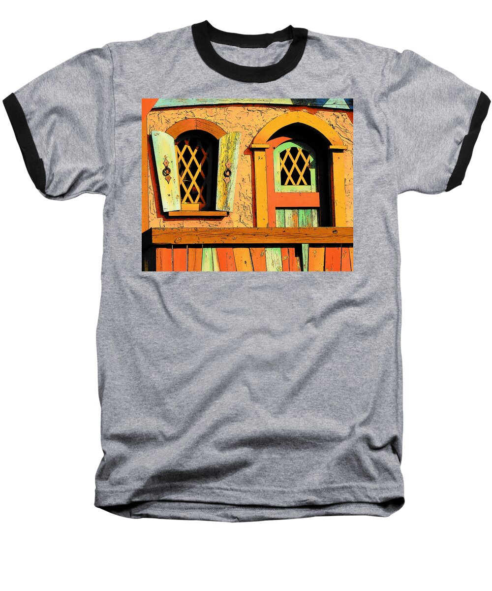 Fine Art Baseball T-Shirt featuring the photograph Storybook Window and Door by Rodney Lee Williams