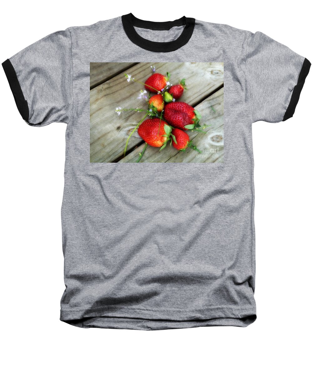 Red Baseball T-Shirt featuring the photograph Strawberrries by Valerie Reeves