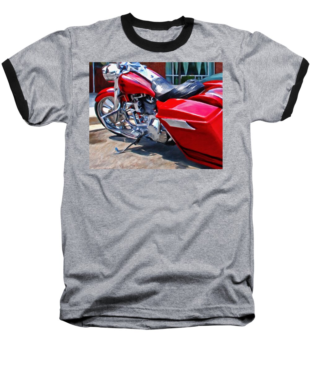 Street Glide Baseball T-Shirt featuring the painting Street Glide by Michael Pickett