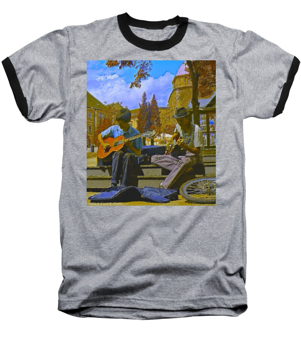 Digital Art Baseball T-Shirt featuring the photograph Street Guitar Players 2 by Tara Potts