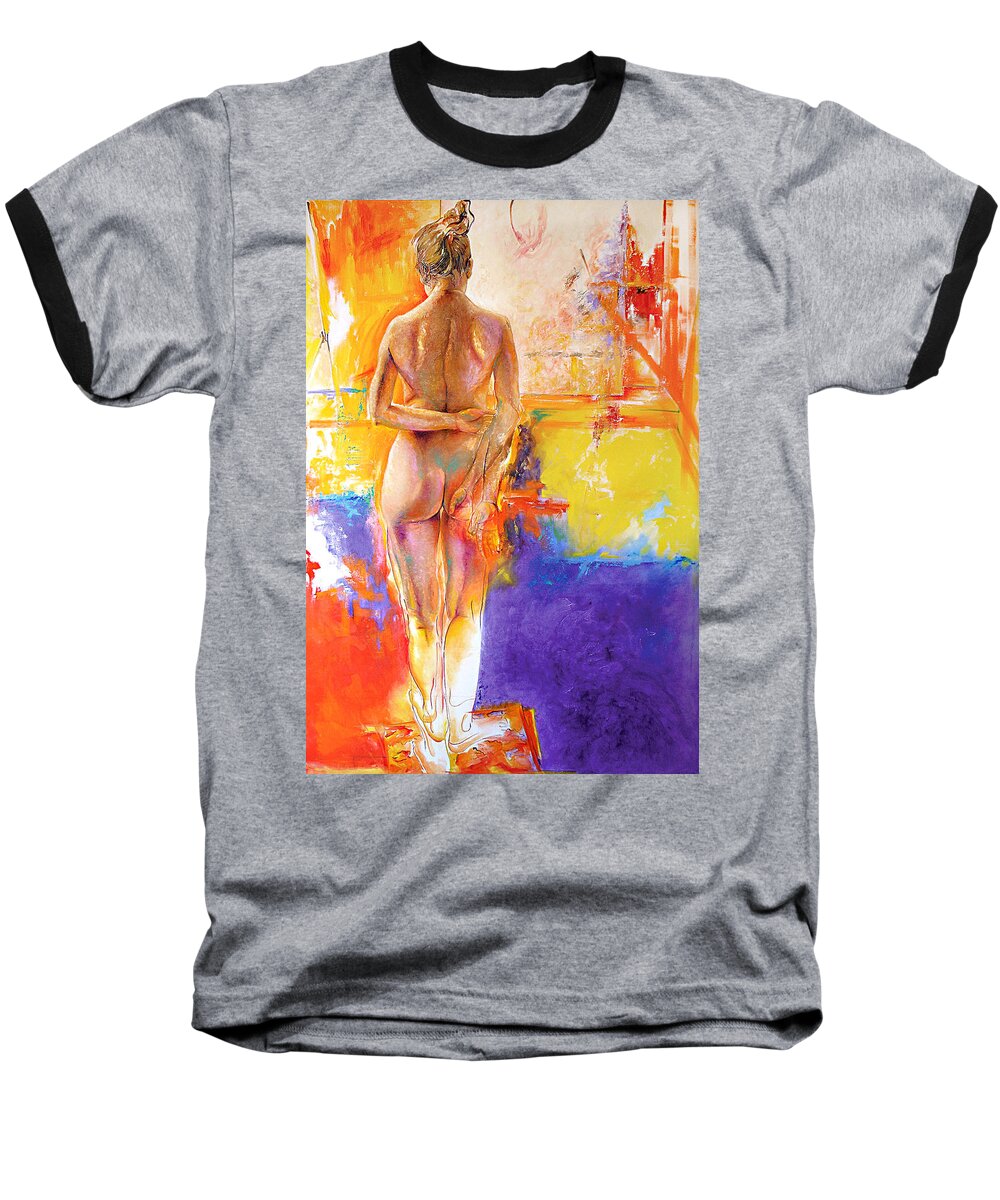 Nude Baseball T-Shirt featuring the painting Studio by Karina Llergo