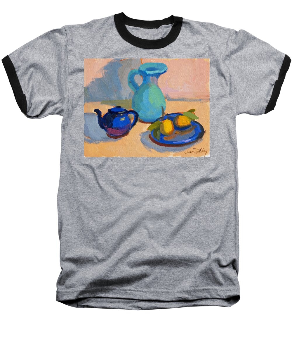 Still Life Baseball T-Shirt featuring the painting Study in Blue by Diane McClary