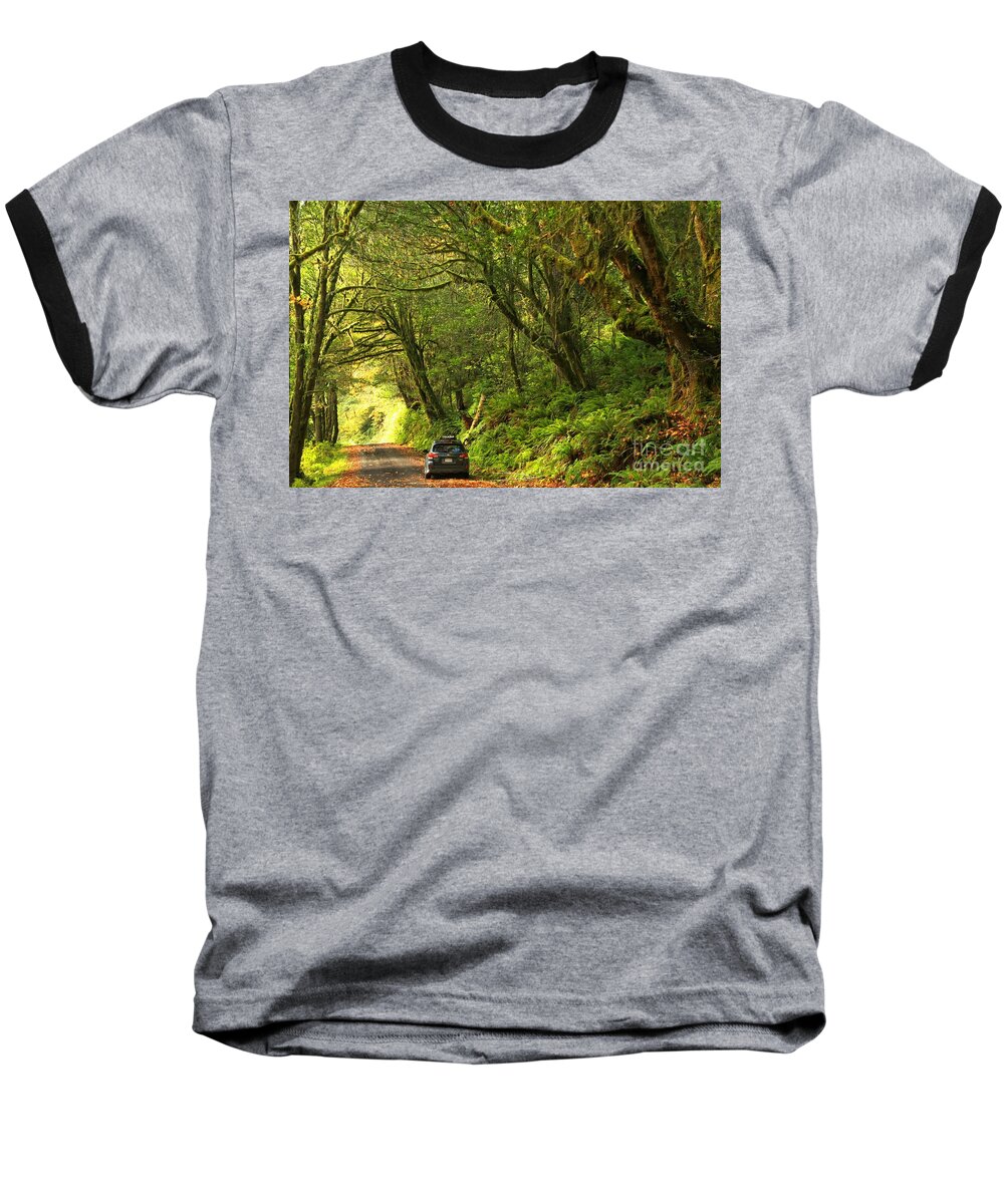 Oregon Rainforest Baseball T-Shirt featuring the photograph Subaru In The Rainforest by Adam Jewell