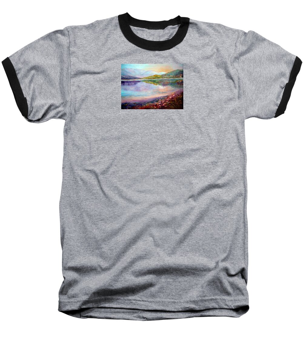 Mountains Baseball T-Shirt featuring the painting Summer Afternoon by Sher Nasser