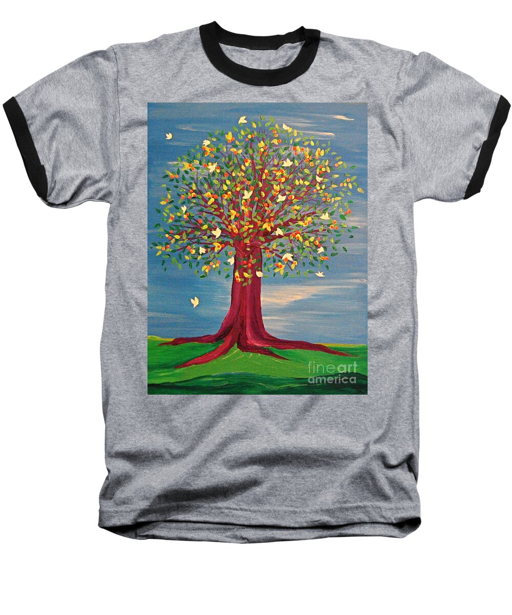 Tree Baseball T-Shirt featuring the painting Summer Fantasy Tree by First Star Art