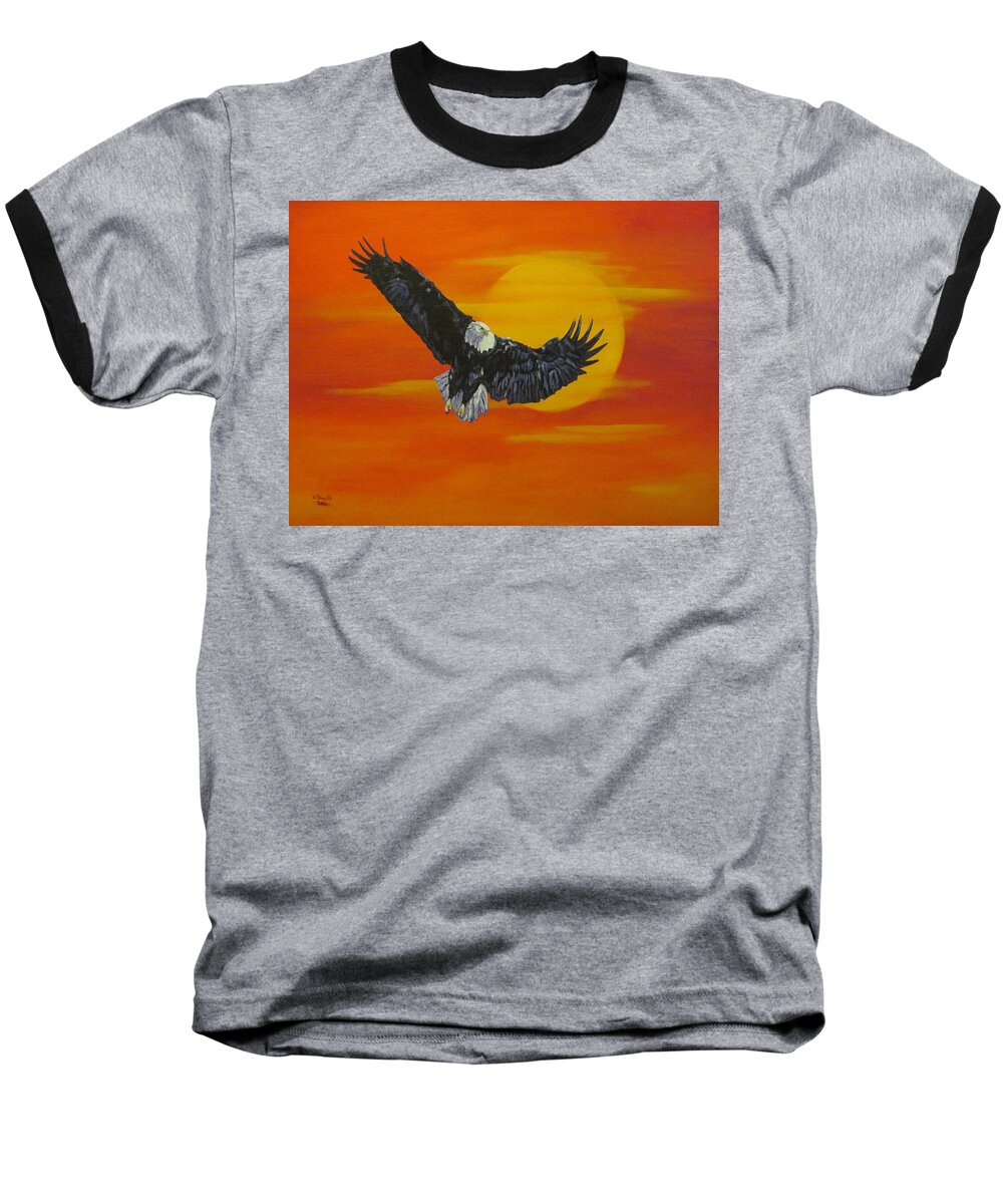Eagle Baseball T-Shirt featuring the painting Sun Riser by Wendy Shoults