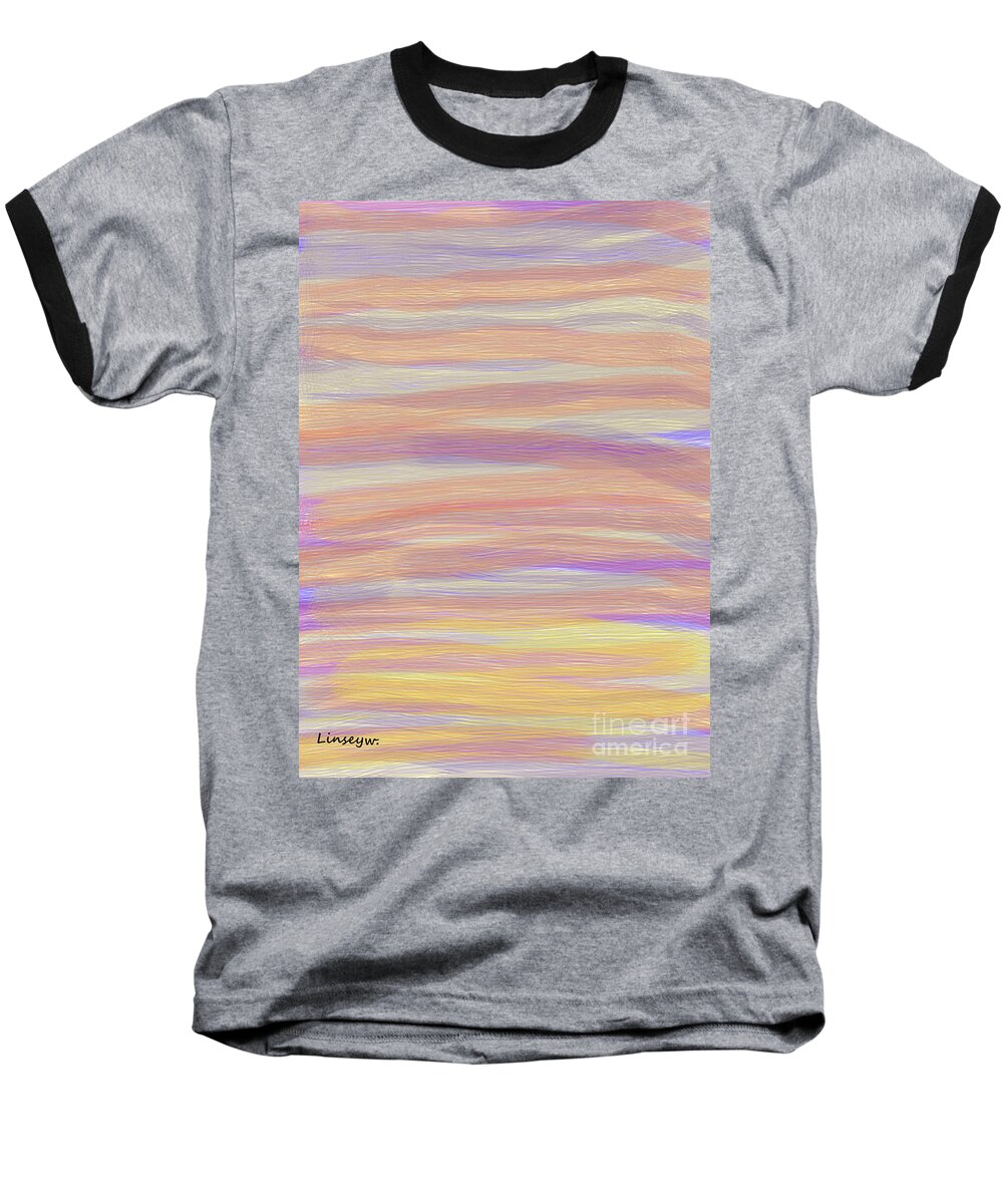 Abstract Paintings Baseball T-Shirt featuring the digital art Abstract Sun Sea and Sand by Linsey Williams