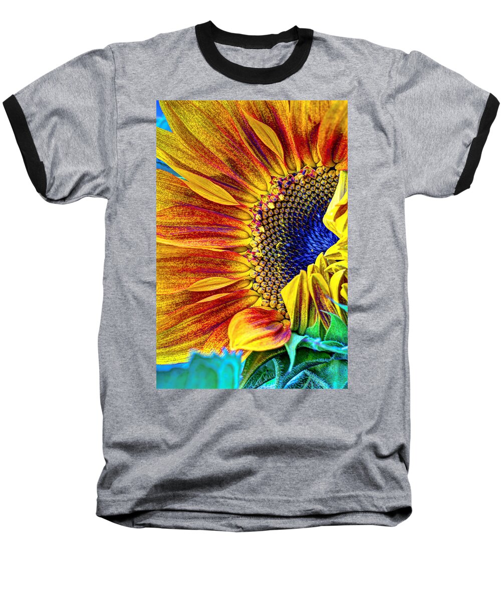 Sunflower Baseball T-Shirt featuring the photograph Sunflower Abstract by Heidi Smith