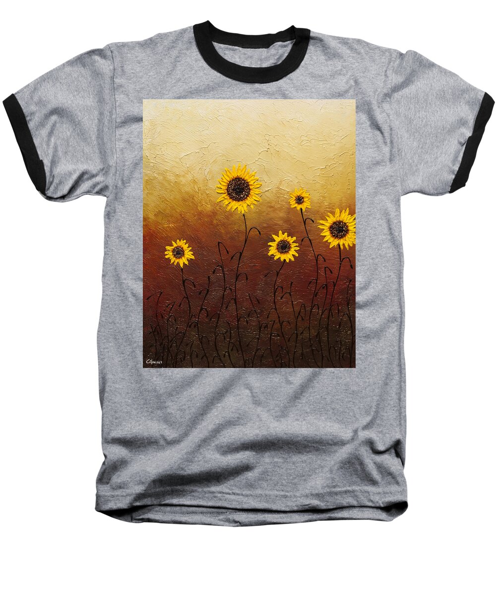 Sunflowers Baseball T-Shirt featuring the painting Sunflowers 1 by Carmen Guedez
