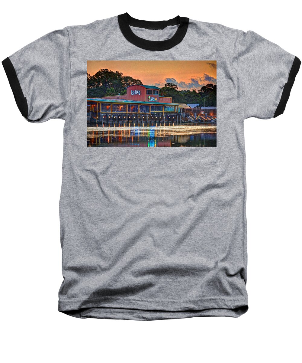 Palm Baseball T-Shirt featuring the digital art Sunrise at Lulu's by Michael Thomas