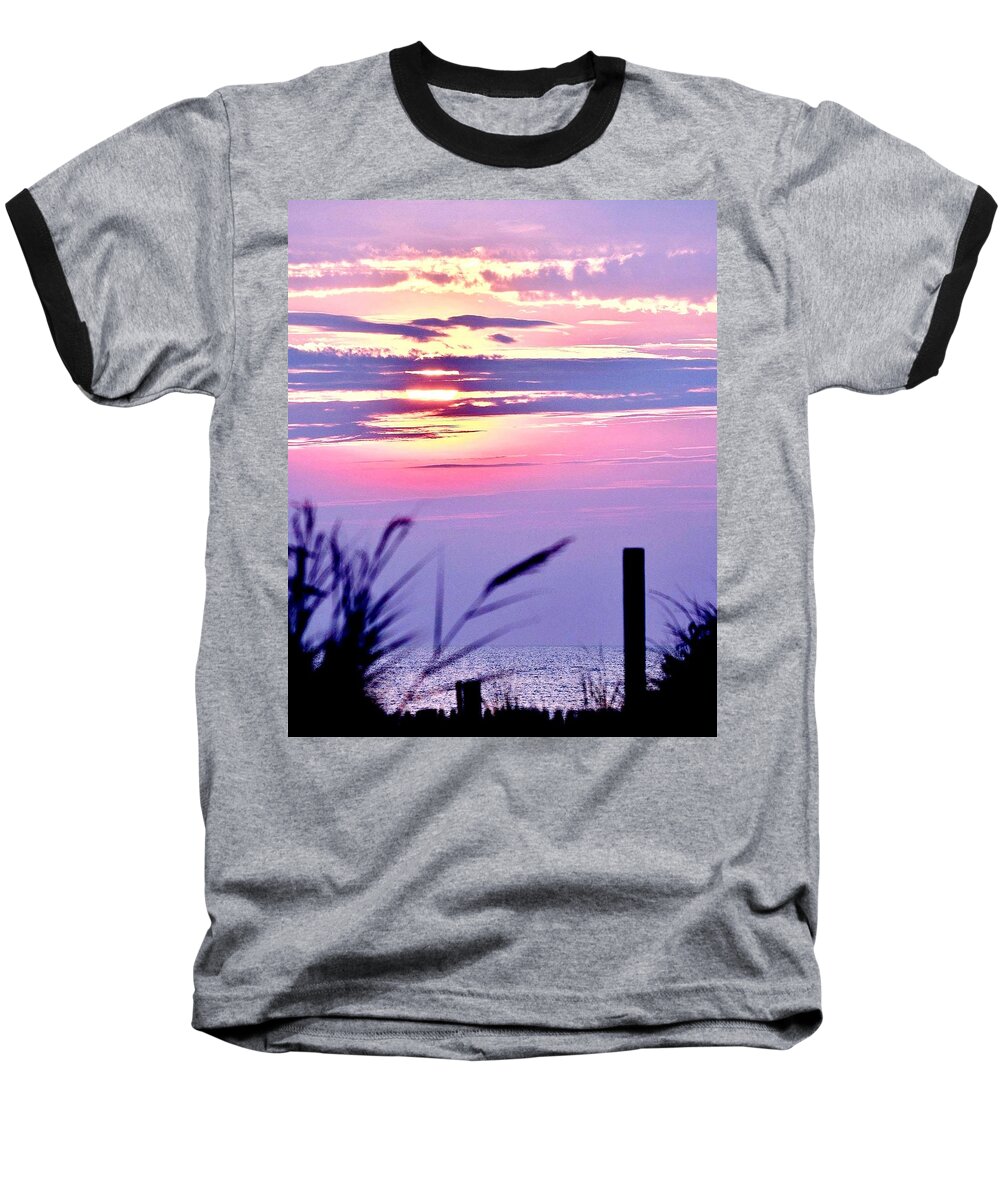 Sunrise Baseball T-Shirt featuring the photograph Sunrise Through the Dunes by Kim Bemis