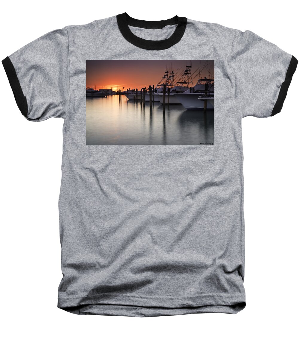 Boats Baseball T-Shirt featuring the photograph Sunset at the Pelican Yacht Club by Fran Gallogly