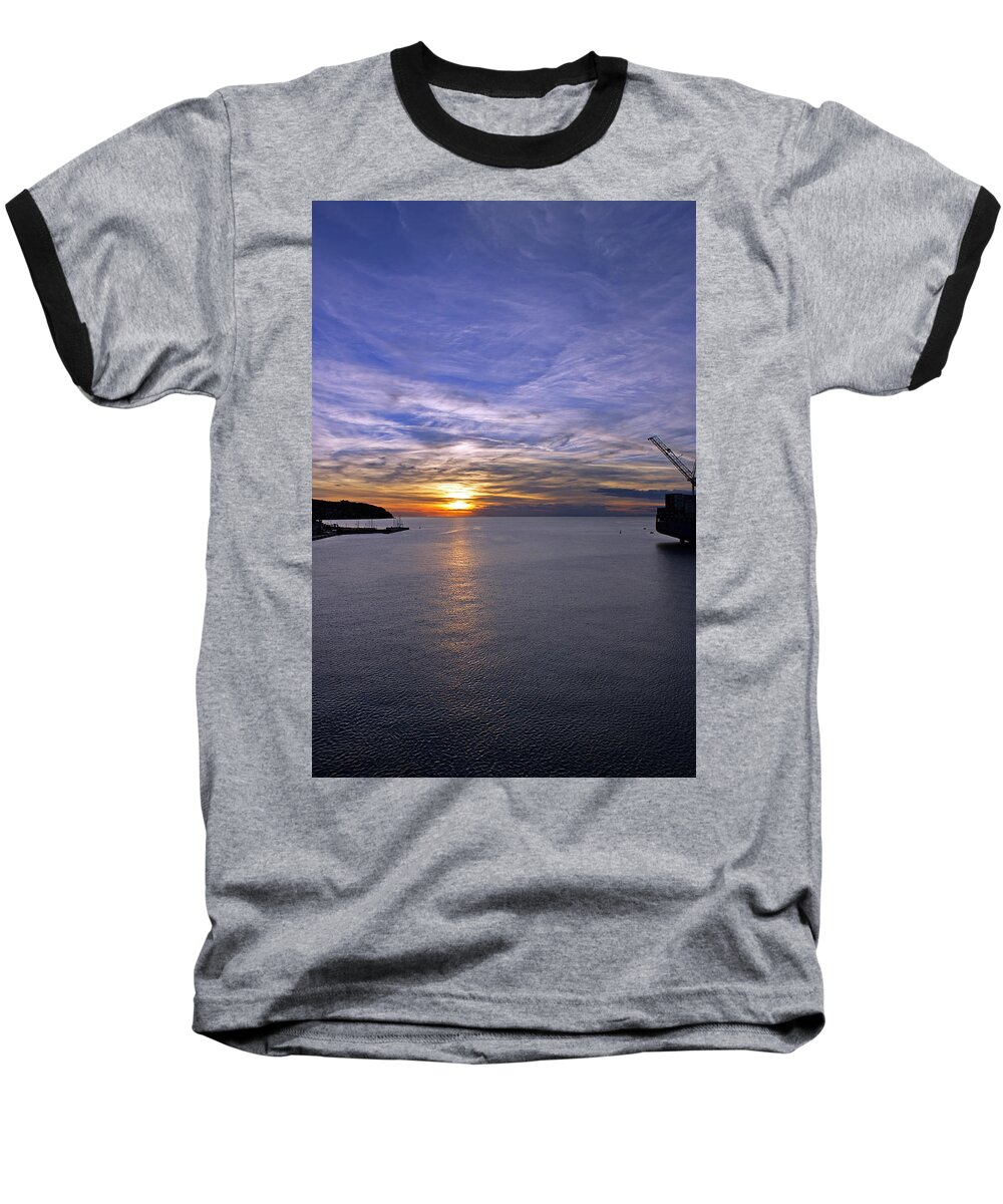 Setting Sun Baseball T-Shirt featuring the photograph Sunset in Adriatic by Tony Murtagh