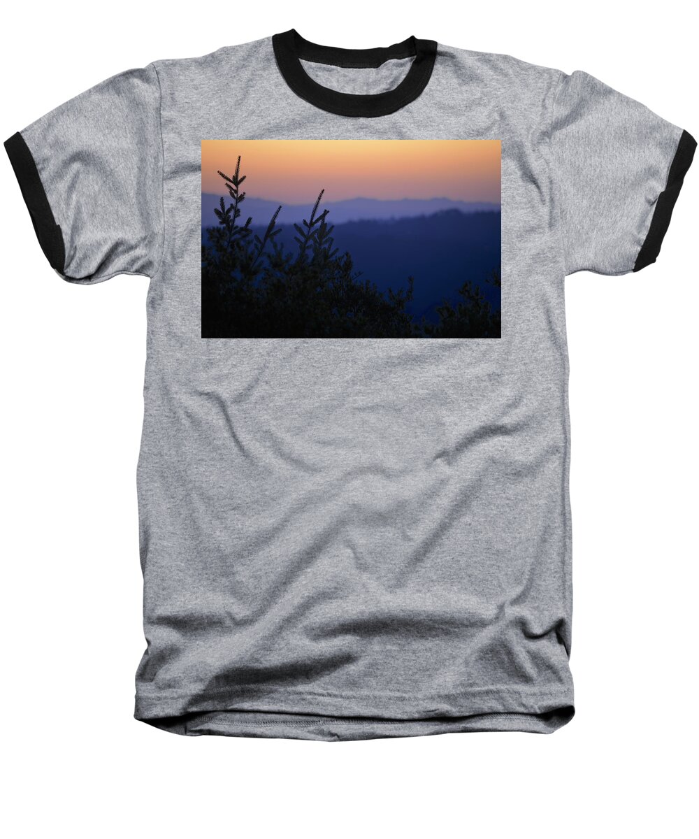 Wildlife Baseball T-Shirt featuring the photograph California Mountain, Orange Sky by Alex King