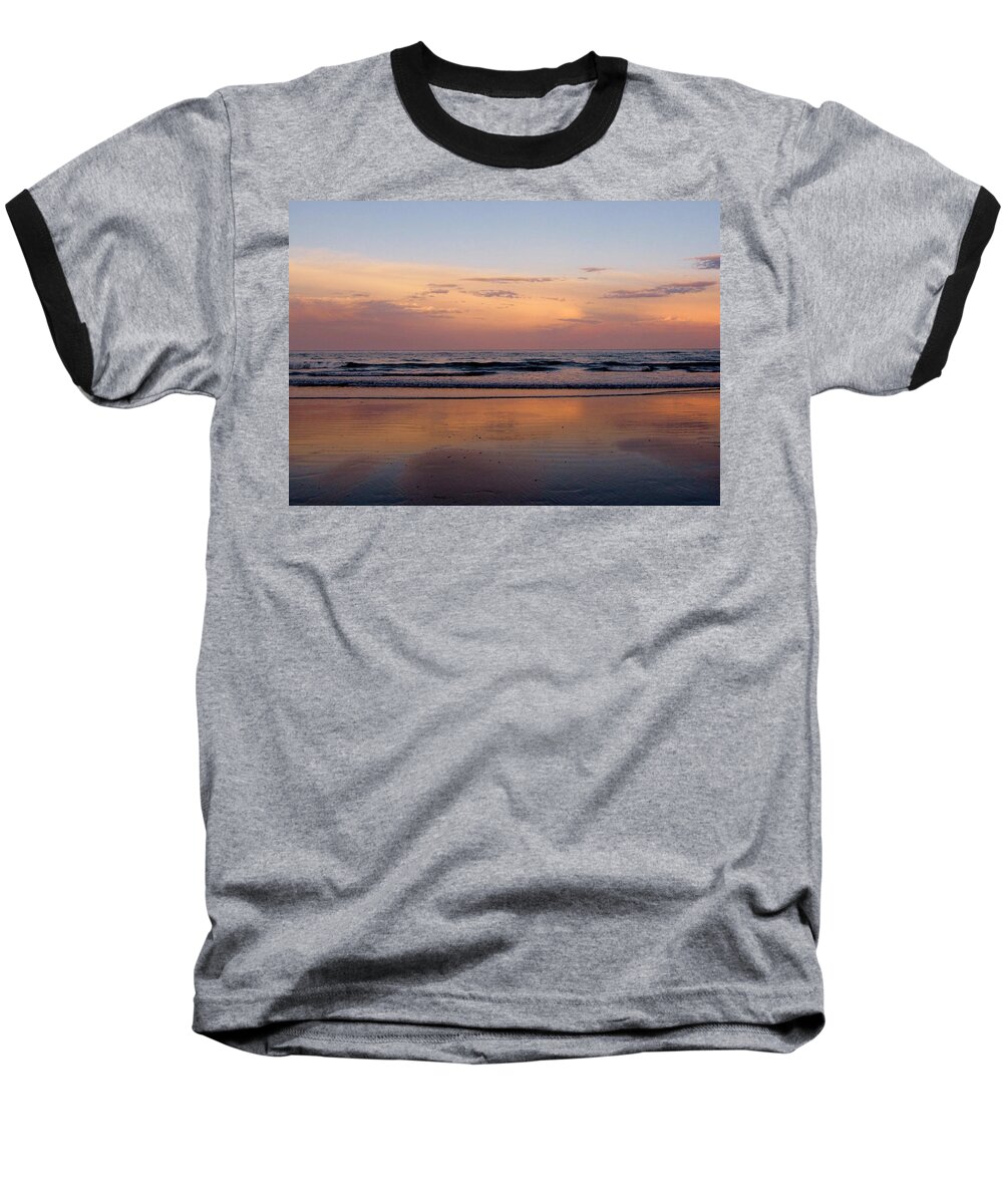 York Beach Baseball T-Shirt featuring the photograph Sunset Over Long Sands Beach II by Michael Saunders