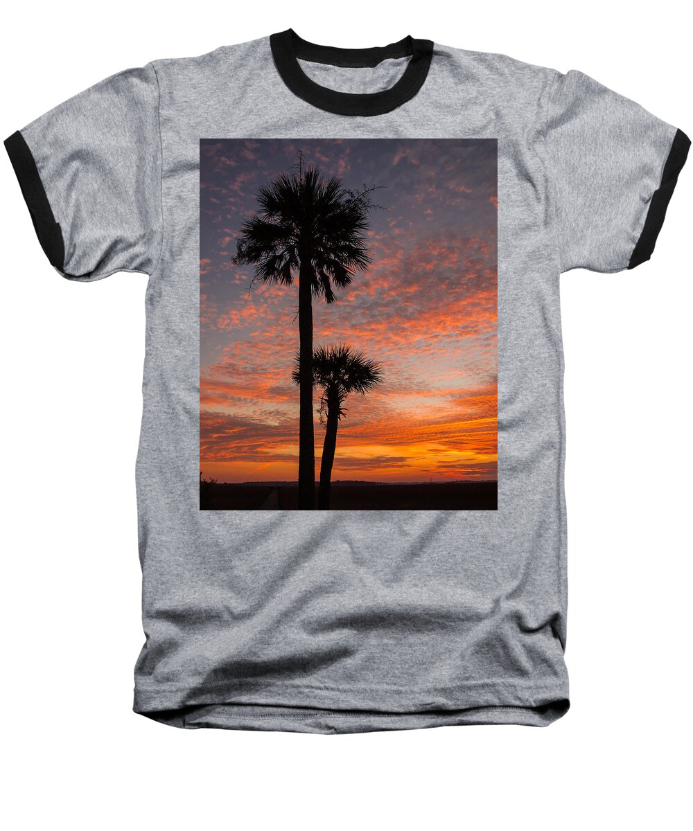 Sunset Baseball T-Shirt featuring the photograph Sunset Over Marsh by Patricia Schaefer