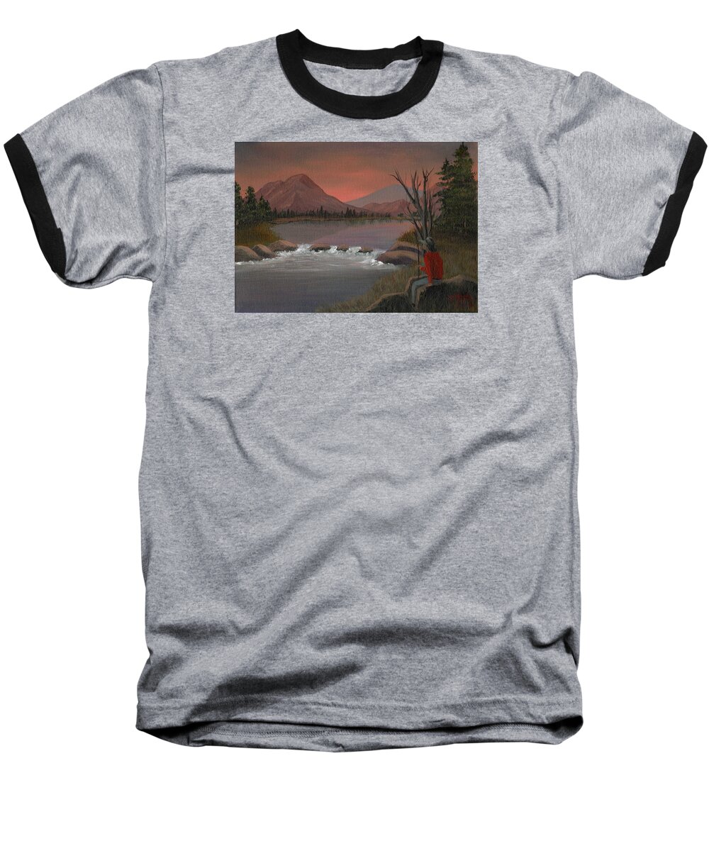 Sunset Baseball T-Shirt featuring the painting Sunset Serenade by Sheri Keith