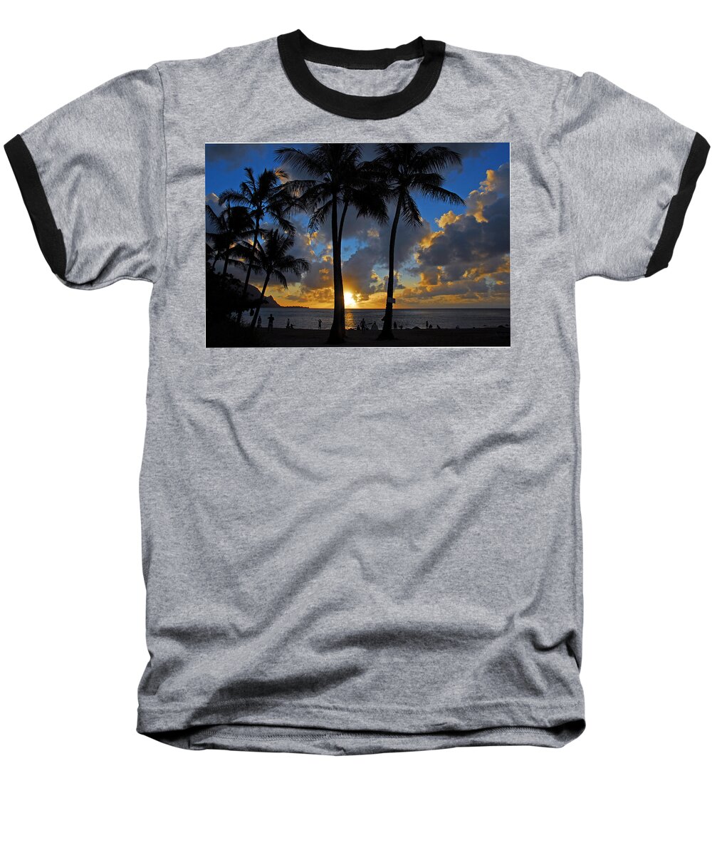 Troical Islands Baseball T-Shirt featuring the photograph Sunset Silhouettes by Lynn Bauer