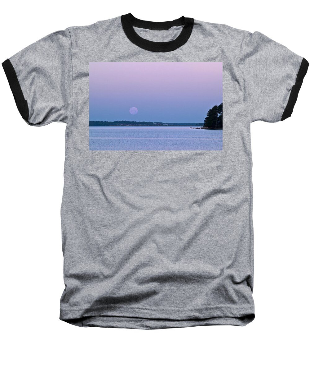 Moon Setting Baseball T-Shirt featuring the photograph Super Moon Setting-1 by Charles Hite