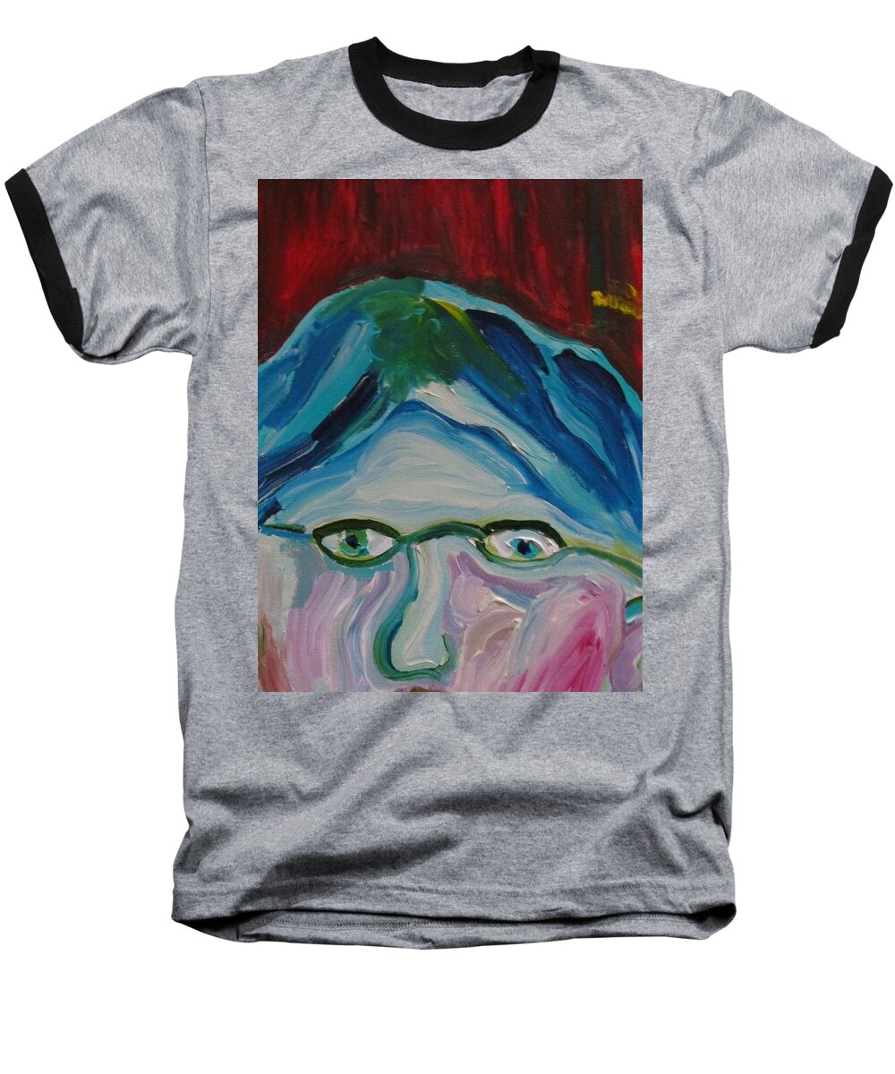 Portrait Baseball T-Shirt featuring the painting Surrounded By Seven Cats by Shea Holliman