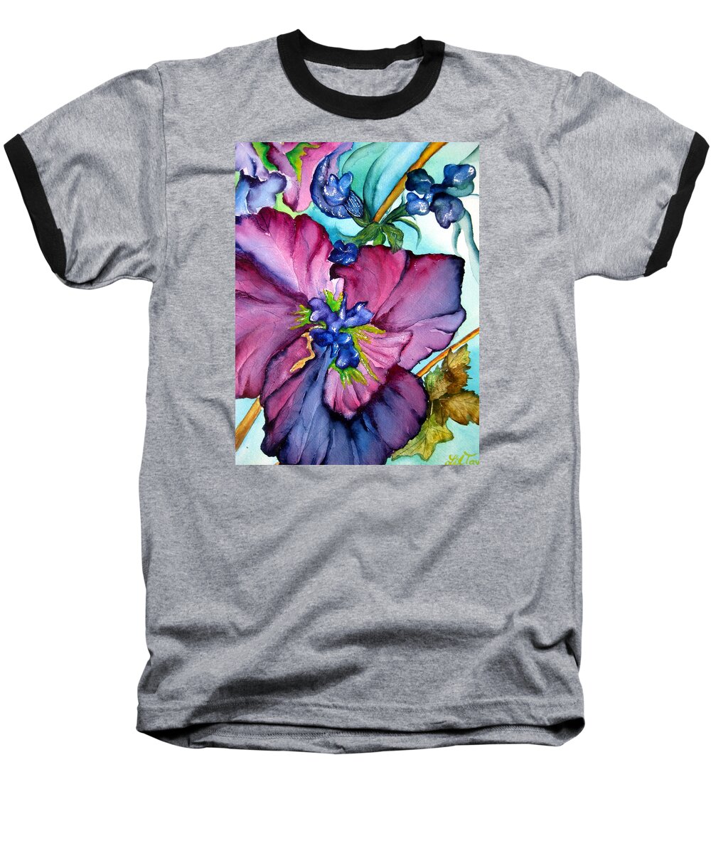 Wildflowers Baseball T-Shirt featuring the painting Sweet and Wild in Turquoise and Pink by Lil Taylor