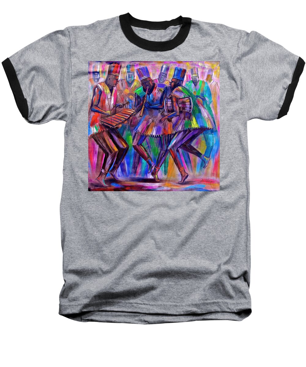 Amakai Baseball T-Shirt featuring the painting Sweet Rhythms by Amakai