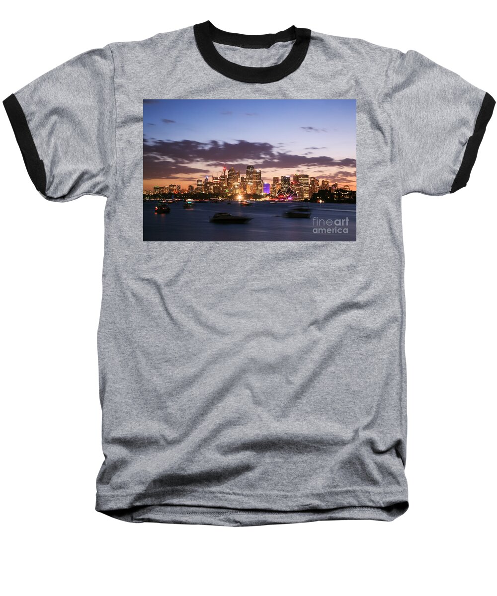 Sydney Baseball T-Shirt featuring the photograph Sydney skyline at dusk Australia by Matteo Colombo