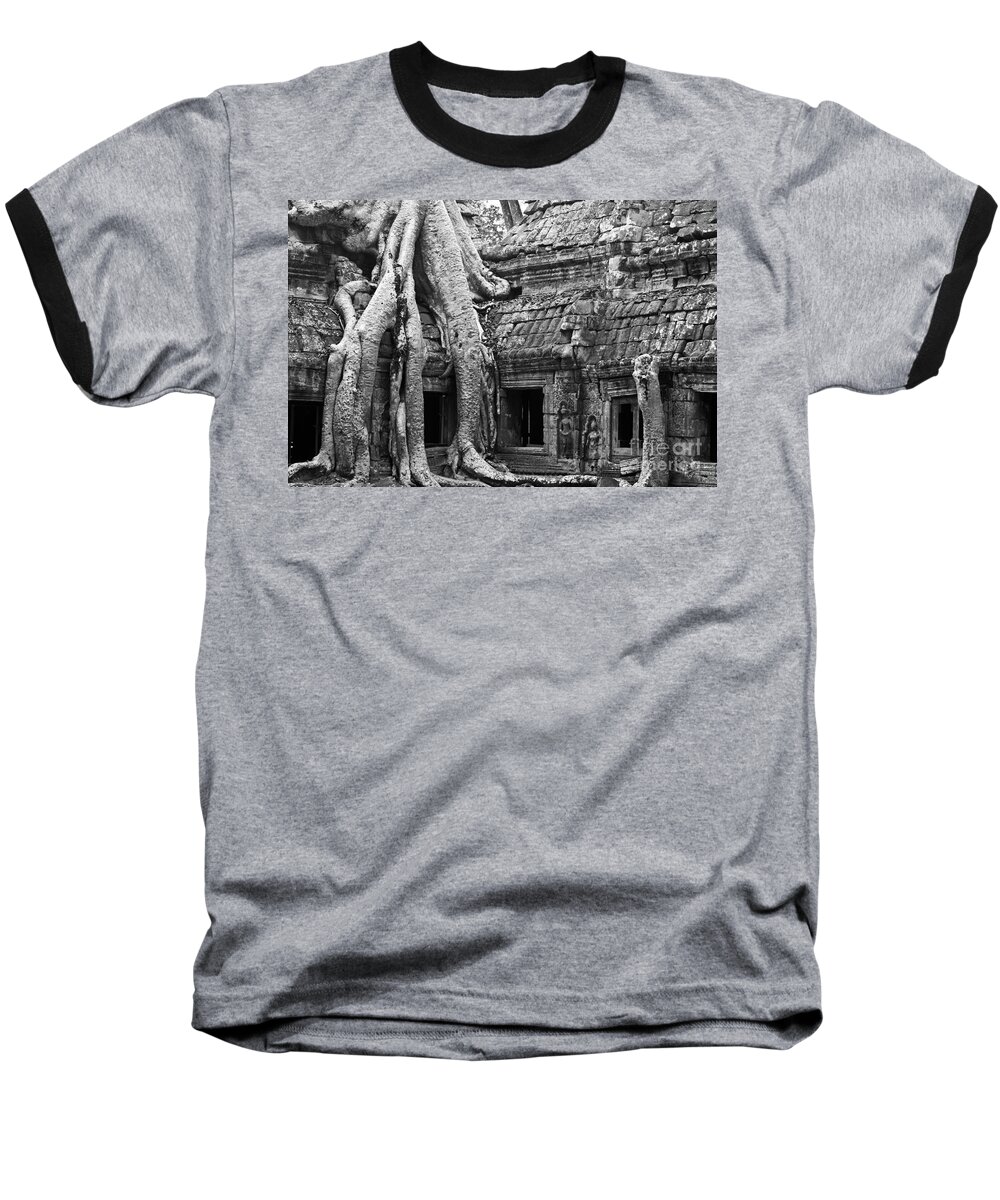 Cambodia Baseball T-Shirt featuring the photograph Ta Prohm Roots And Stone 01 by Rick Piper Photography