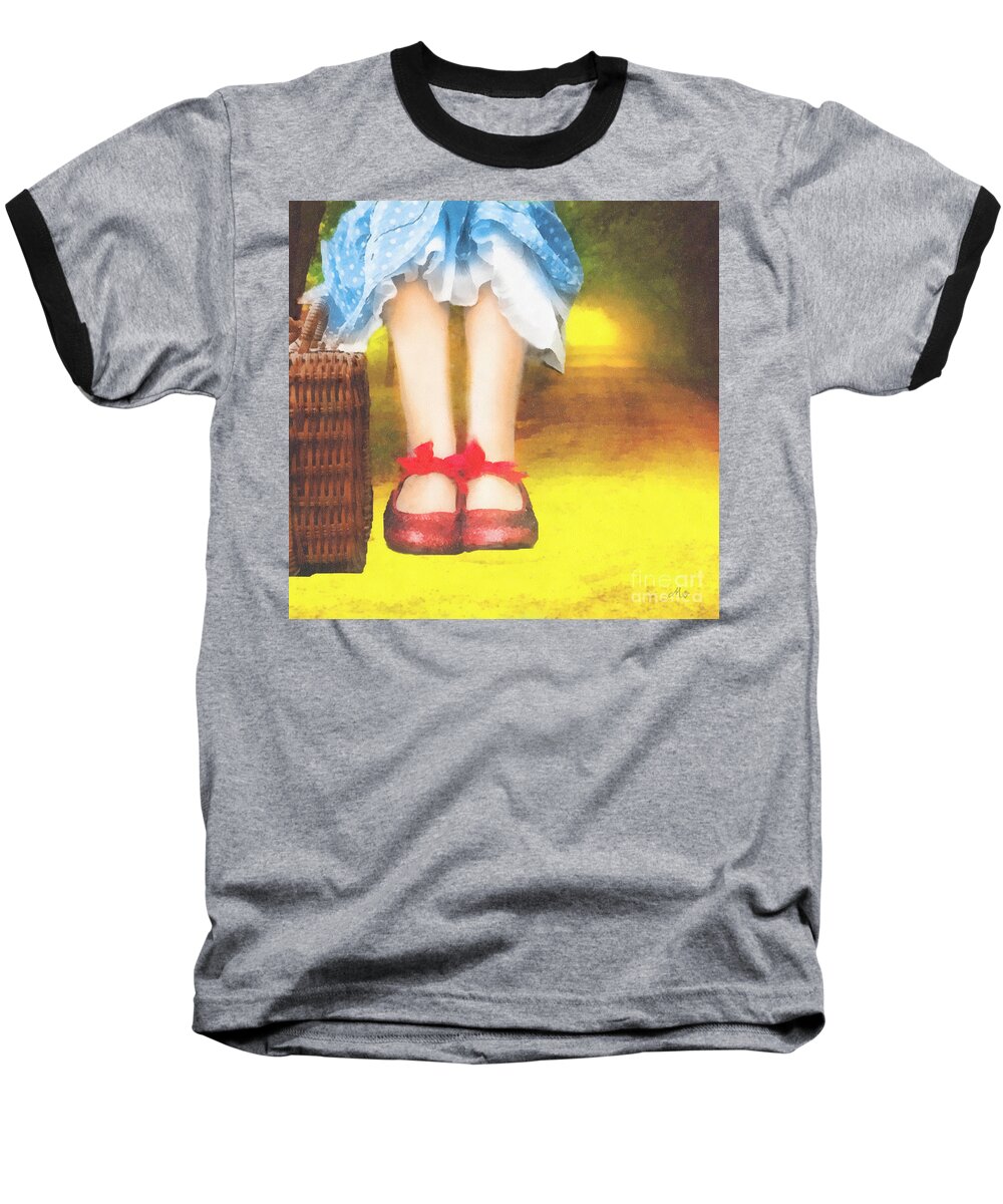 Taking Yellow Path Baseball T-Shirt featuring the painting Taking Yellow Path by Mo T