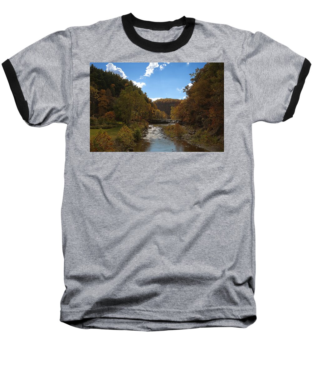 Taughannock Baseball T-Shirt featuring the photograph Taughannock lower falls Ithaca New York by Paul Ge