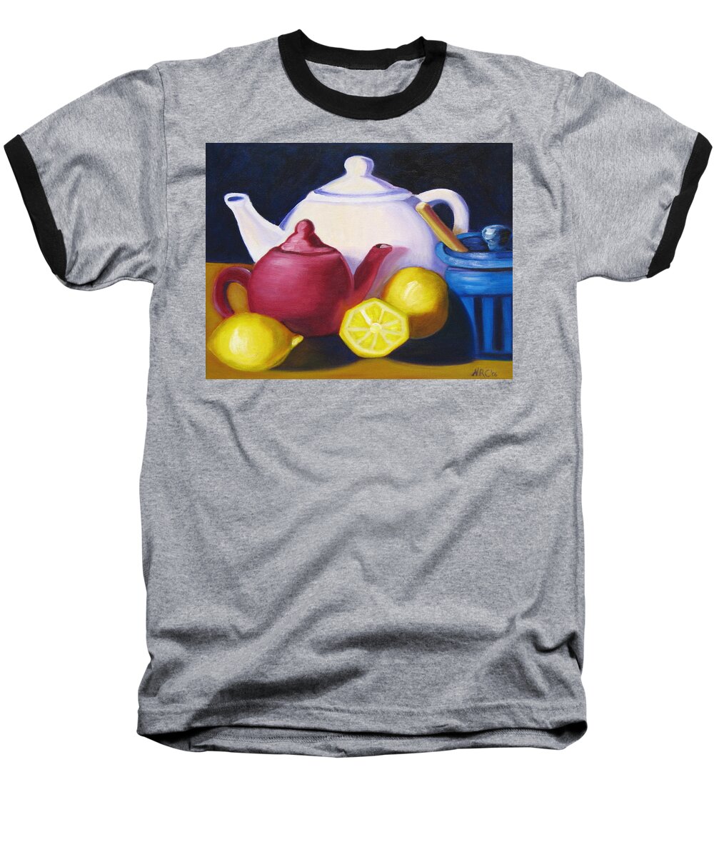 Teapot Baseball T-Shirt featuring the photograph Teapots in Primary Colors by Natalie Rotman Cote
