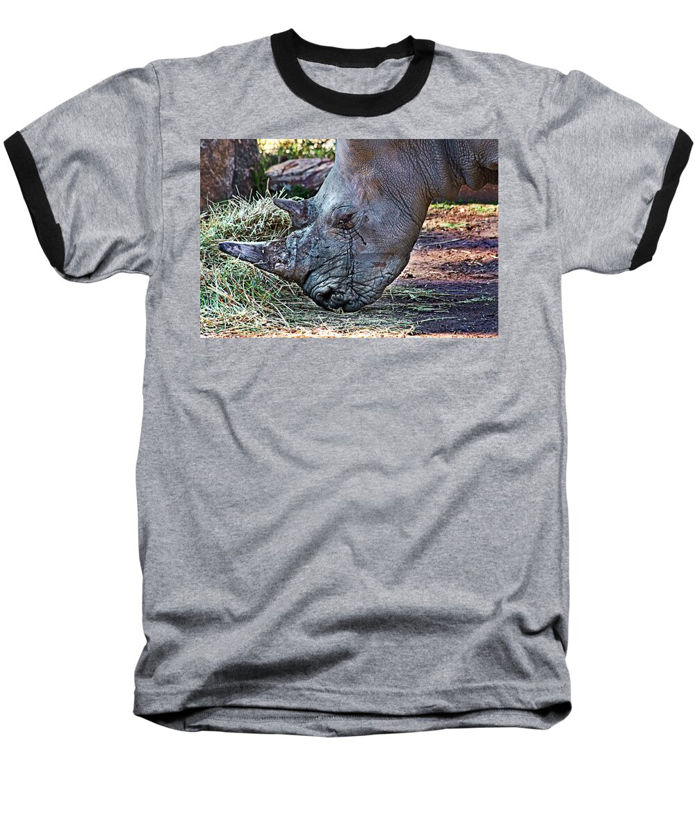 Tarongah Western Plains Zoo Baseball T-Shirt featuring the photograph Tears Of White Rhinoceros by Miroslava Jurcik