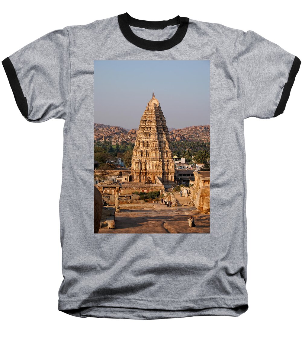 Ancient Buildings Baseball T-Shirt featuring the digital art Temple at Hampi by Carol Ailles