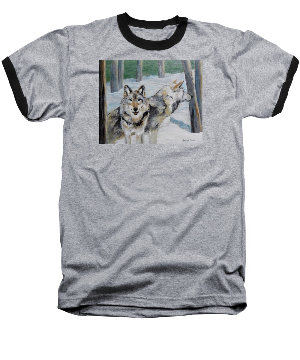 Animal Baseball T-Shirt featuring the painting The Alpha Team by Jamie Frier