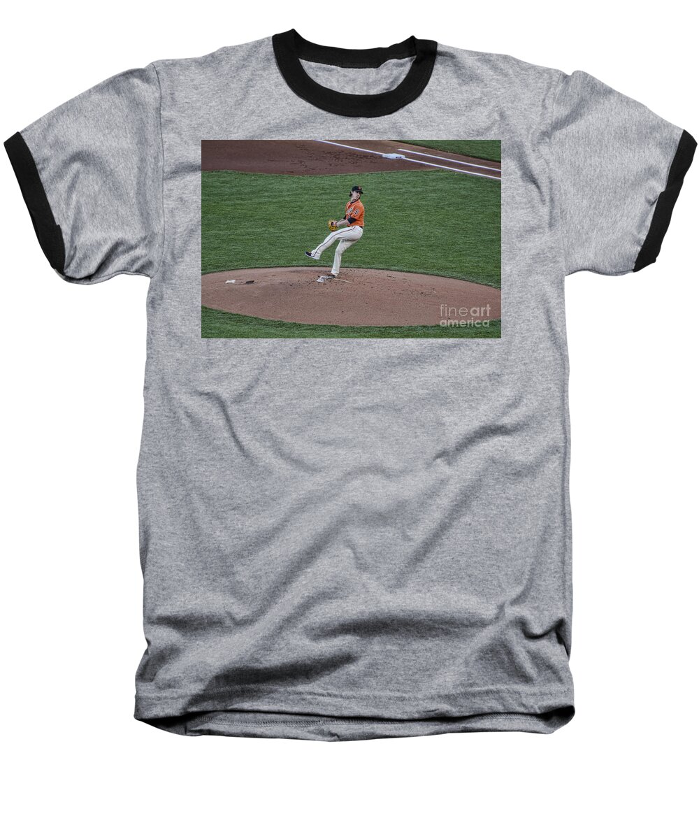  Baseball Baseball T-Shirt featuring the photograph The Big Pitcher by Judy Wolinsky