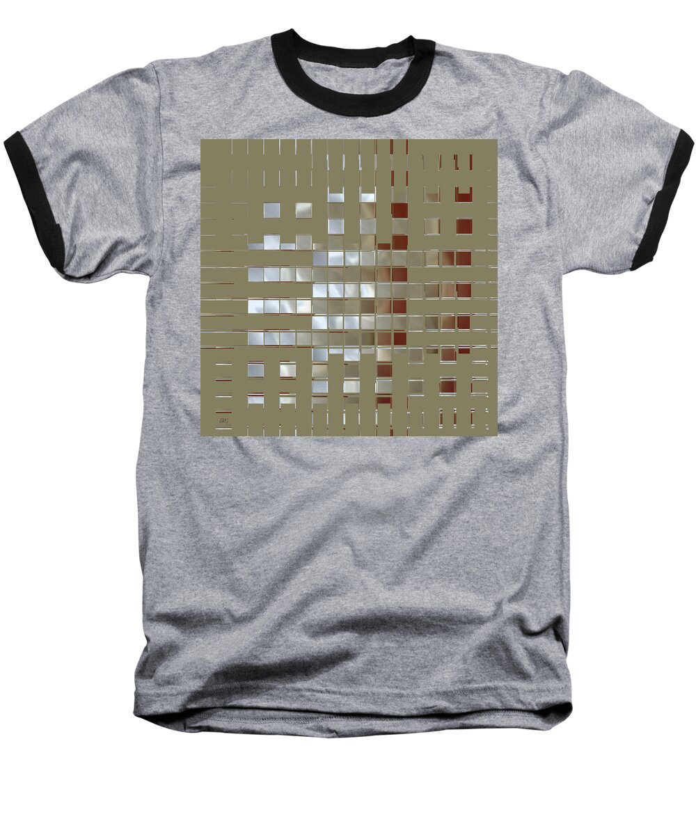 Geometric Abstract Baseball T-Shirt featuring the digital art The Birth Of Squares No 1 by Ben and Raisa Gertsberg