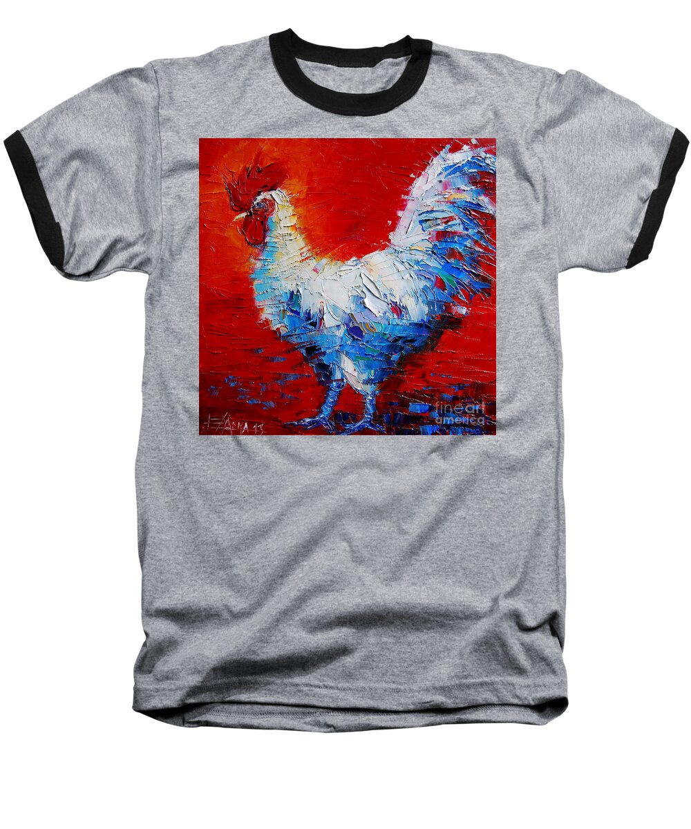 The Chicken Of Bresse Baseball T-Shirt featuring the painting The Chicken Of Bresse by Mona Edulesco